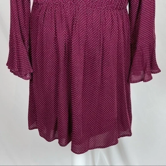 Anthropologie Le Lis Burgundy & White Polka Dot Ballet Core Dress NWOT - Picture 8 of 11